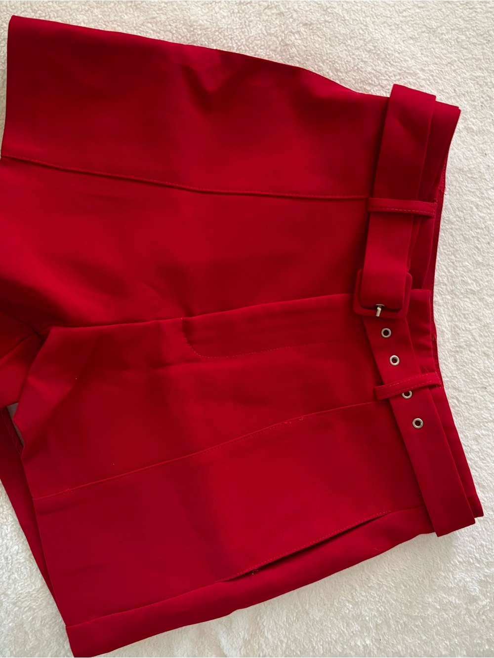 Nasty Gal Red Waistband Shorts with Branded Tag